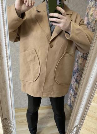 Тонкое модное оверсайз пальто блейзер 52-56 р7 фото