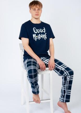 Легка бавовняна чоловіча піжама, комплект домашній хлопковий котоновий для чоловіків4 фото