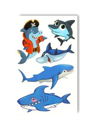 Набір тимчасових татуювань "акули" ws-a002, 5 картинок