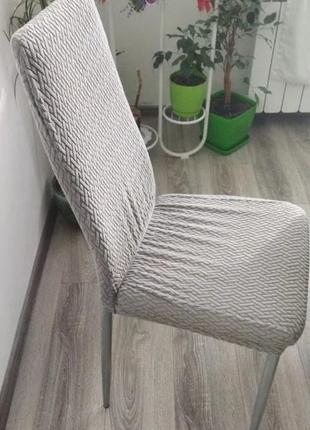 Чохол на стілець універсальний з еластичного поліестеру сірий7 фото