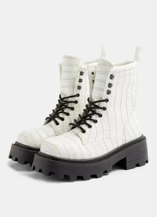 Білі черевики зі шнуровкою берци topshop 38 🛍️1+1=3🛍️1 фото