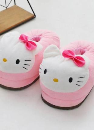 Домашние тапочки-игрушки мягкие hello kitty розовые, унисекс, 35-38 / fs-2303