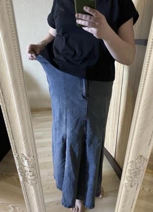 Модная миди / макси джинсовая юбка с эластаном 50-52 р4 фото