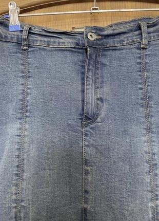 Модная миди / макси джинсовая юбка с эластаном 50-52 р6 фото
