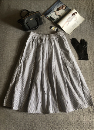 Натуральная полосатая юбка меди от tommy hilfiger, р.м-l-xl, новая