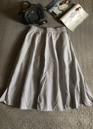 Натуральная полосатая юбка меди от tommy hilfiger, р.м-l-xl, новая9 фото