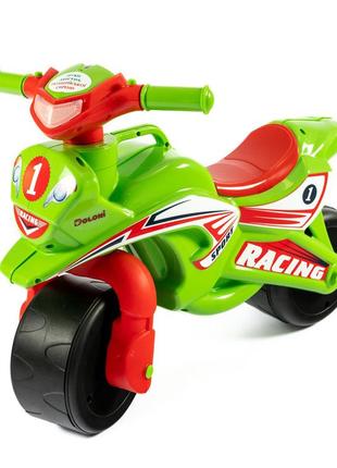 Детский мотоцикл-каталка doloni 0139/5 музыкальный зелено-красный1 фото