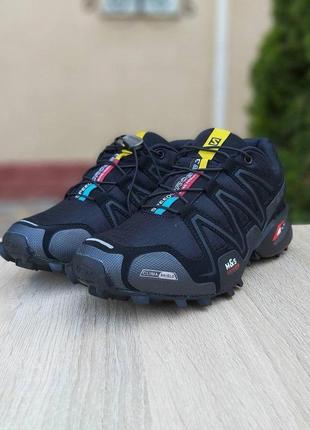 Salomon speedcross 3 мужские кроссовки соломон чёрные (серая надпись) 41-452 фото