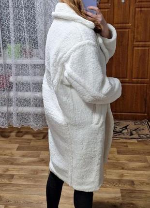 Женская модная шуба пальто тедди барашек в молочном цвете.9 фото