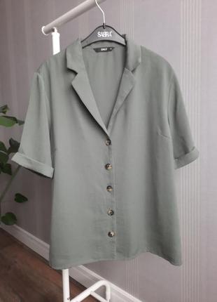 Оливкова блуза на гудзиках only1 фото