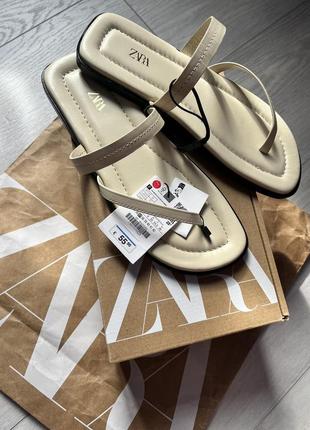 Кожаные шлёпки от zara испания 🇪🇸 новая коллекция