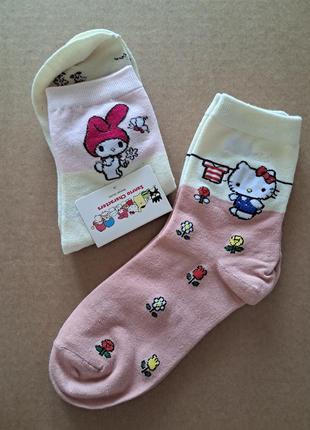 Милі шкарпетки з хеллоу кітті та мелоді 36-40 розмір від sanrio - hello kitty my melody