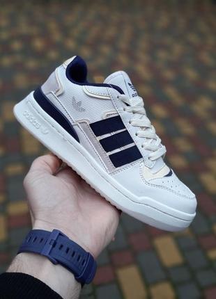 Жіночі кросівки adidas forum exhibit low бежеві з синім знижка sale | smb