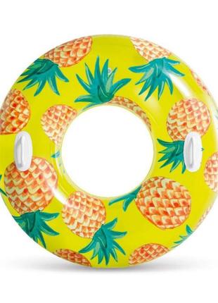 Надувний круг "фрукти" 56261, 107 см, з ручками (ананас)