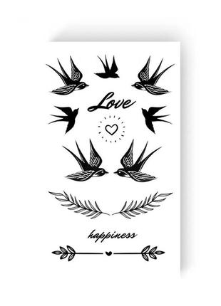 Тимчасове татуювання "ластівки love" l-16 чорний