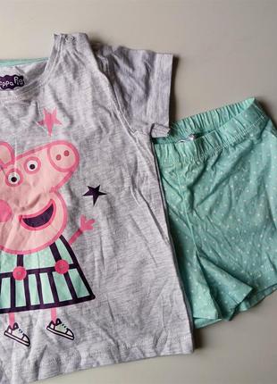 1-2 года летняя пижама для девочки домашний костюм футболка шорты трикотажные хлопковые отдых пляж2 фото
