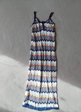 Летнее вязаное легкое платье atmosphere с геометрическим принтом сарафан1 фото