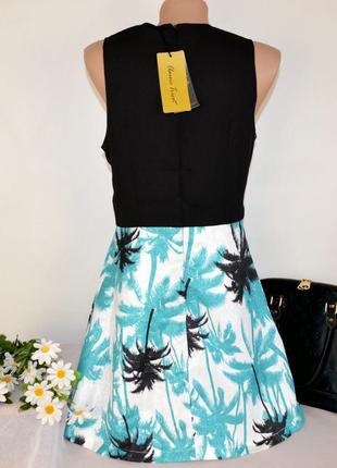 Брендовое нарядное миди платье classic tricot принт пальмы этикетка2 фото