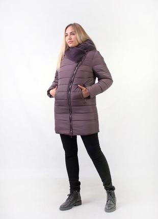 Женская зимняя куртка с эко мехом мутон рр 48-54
