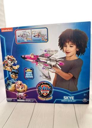 Игровой набор щенячий патруль спасательный самолет paw patrol mighty movie transforming rescue jet with skye