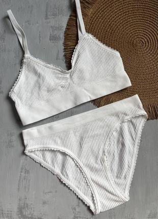 Комплект спортивний жіночий повсякденний в зал трусики танга бразиліани сліпи батали в рубчик стрінги топ топик ліф бюстгальтер