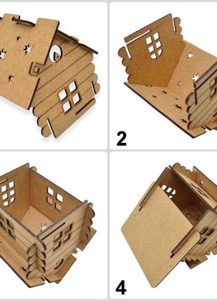 Дерев'яна коробка білий будиночок 11 см подарункова скринька для цукерок новорічного подарунка дім з дерева лдвп5 фото
