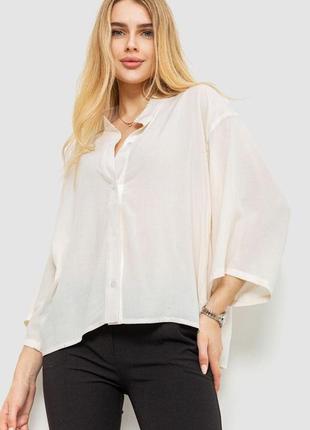 Блуза классическая однтонная, цвет молочный, 102r332-31 фото