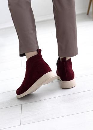 Замшеві бордові жіночі демісезонні черевики жіночі демісезонні