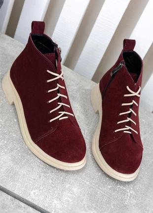 Замшеві бордові жіночі демісезонні черевики жіночі демісезонні