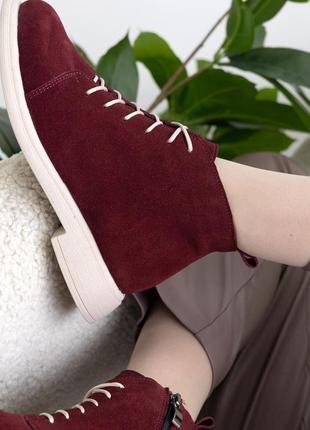 Замшеві бордові жіночі демісезонні черевики жіночі демісезонні