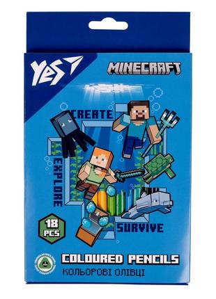 Карандаши цветные yes 18 цветов "minecraft"