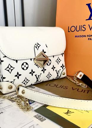 Тренд стильна жіноча чорно біла сумка клатч крос боді в стилі louis vuitton лв1 фото