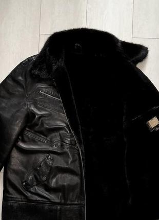 Шкіряна дублянка куртка з норкою на овчині р.48-52 натуральна дублянка9 фото