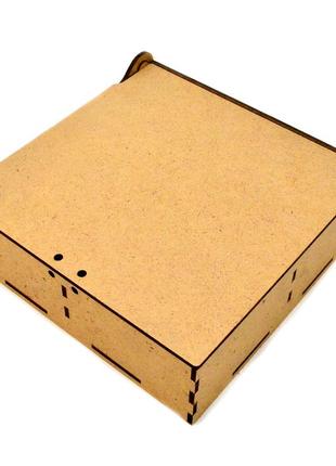 Коробка з осередками 16х16х5см подарункова упаковка з мдф дерев'яна крафтова коробочка для подарунка сніжинка4 фото