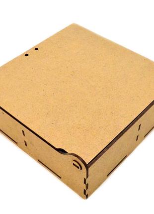 Коробка з осередками 16х16х5см подарункова упаковка з мдф дерев'яна крафтова коробочка для подарунка сніжинка5 фото