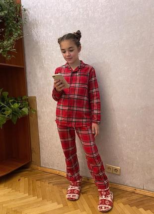 Мягенькая хлопковая фланелевая пижамка m&s на 9-10 лет
