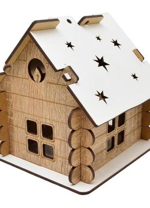 Дерев'яна коробка будиночок 16 см подарункова скринька для цукерок новорічного подарунка дім з дерева лдвп2 фото