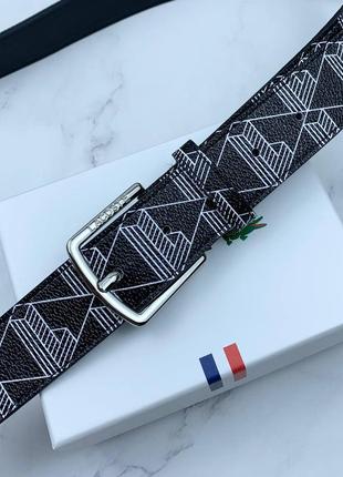Чоловічий ремінь lacoste чорний в подарунковій упаковці