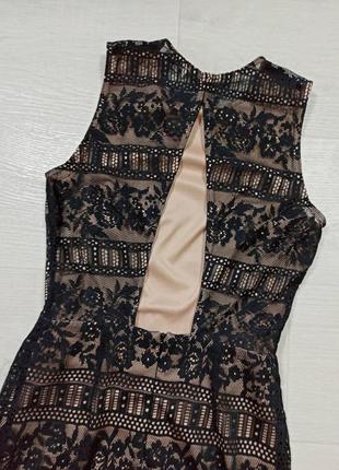 Черно-бежевое платье с шикарной спинкой2 фото