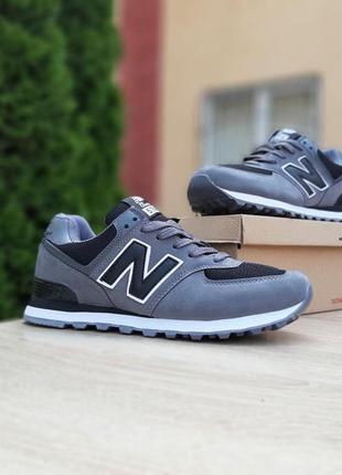 New balance 574 grey/black женские кроссовки нью беленс серые с чёрным 36-412 фото