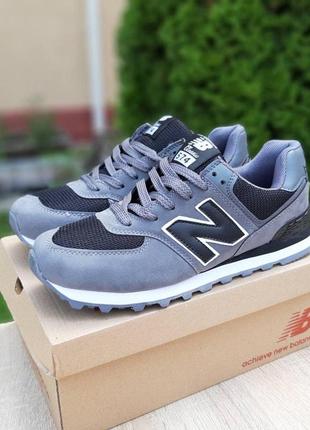 New balance 574 grey/black женские кроссовки нью беленс серые с чёрным 36-415 фото