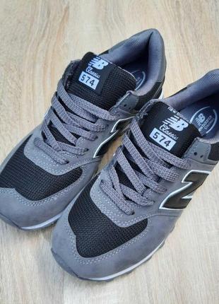 New balance 574 grey/black женские кроссовки нью беленс серые с чёрным 36-418 фото