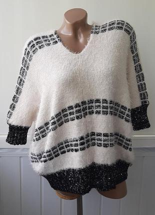 Свитер с пайетками, альпака, травка
