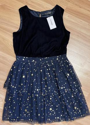 Нарядное синее платье звезды бархат h&m george