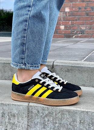 Gucci x gazelle ‘black gg monogram’ кроссовки текстильные