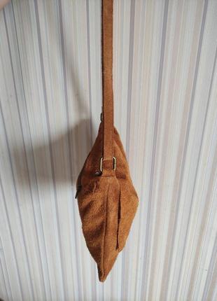 Женская  замшевая сумка кросс боди  genuine leather, made in italy.2 фото