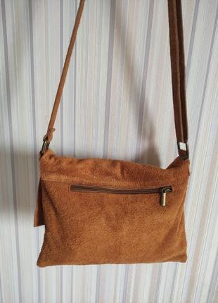 Женская  замшевая сумка кросс боди  genuine leather, made in italy.3 фото