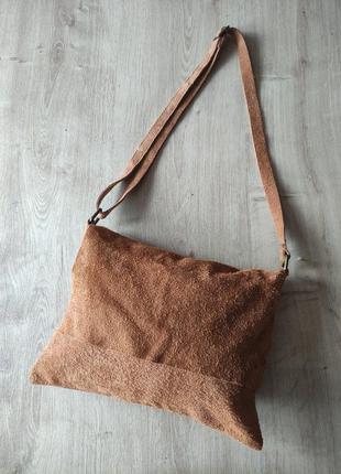 Женская  замшевая сумка кросс боди  genuine leather, made in italy.4 фото