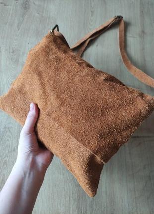 Женская  замшевая сумка кросс боди  genuine leather, made in italy.5 фото