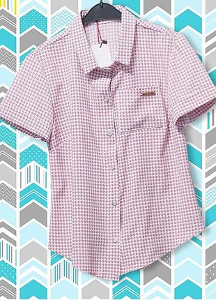 По скидке качественная женская рубашка с карманом, короткий рукав, летняя